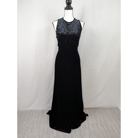 Y2K Reggio Velvet Goth Gown Sheath High Neck Whimsigoth Stretch Geometric A072 - Picture 1 of 9